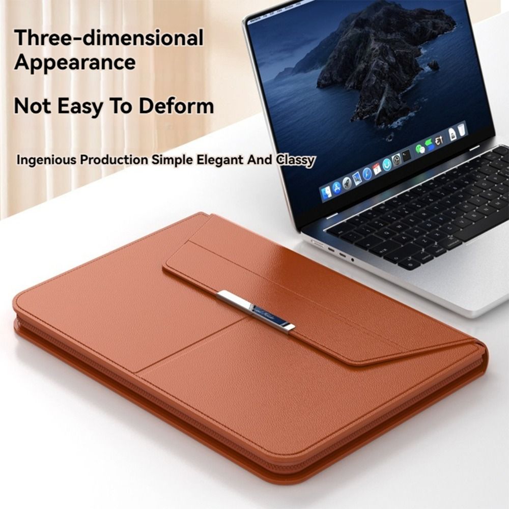 Leather Work Laptop Bag - 13-14/15-16인치 노트북 슬리브 홀더, 자동 잠금