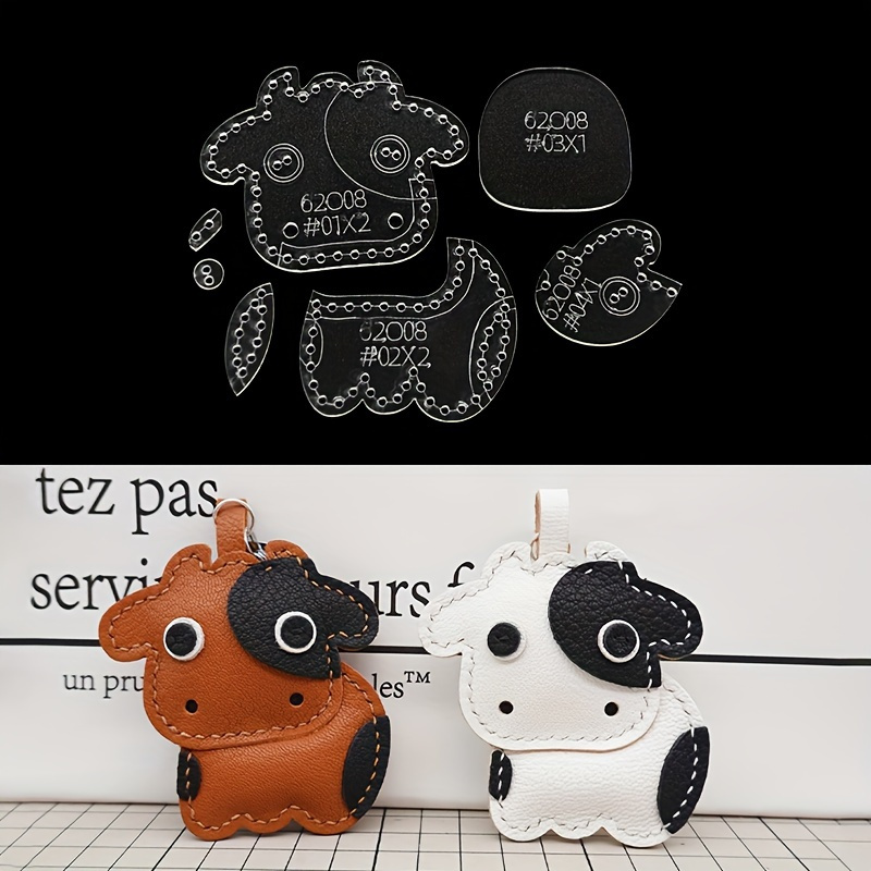 Leatherwork Kit - 7개/세트 귀여운 만화 소 아크릴 템플릿