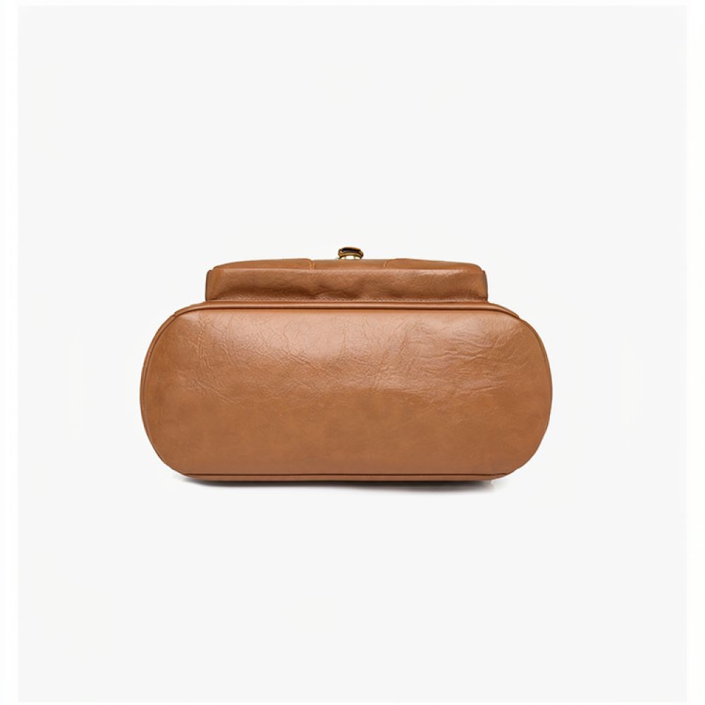 Leather Work Rucksack - 모던 레트로 스타일 여성용 백팩, 미니멀리즘