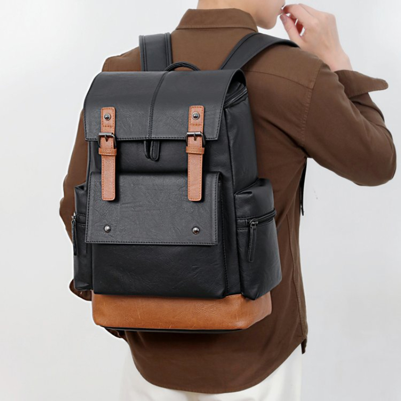 Leather Work Laptop Bag - 뉴 빈티지 남성용 가죽 백팩 대용량