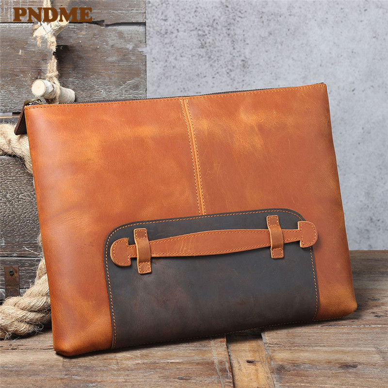 Leather Work Laptop Bag - 빈티지 수제 천연 가죽 대용량 남성