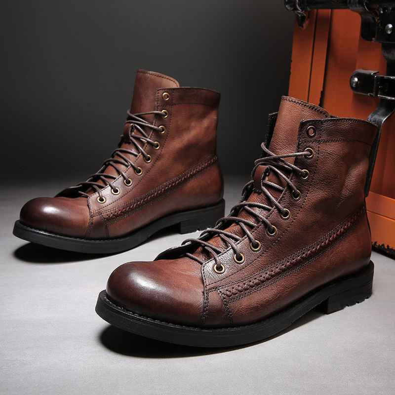 Leatherworking Classic - 남성용 발목 부츠 클래식 수제 가죽