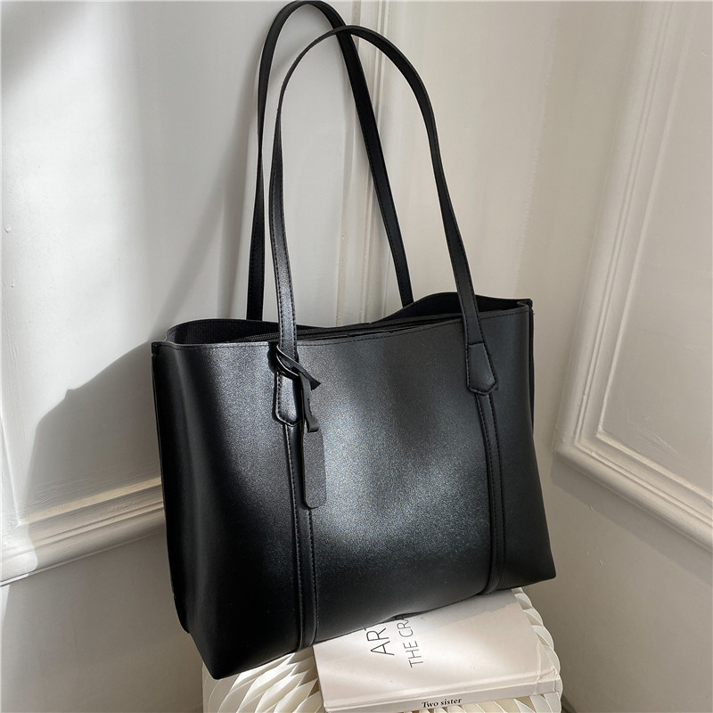 클래식 블랙 인조 가죽 토트백, 대용량 핸드백 숄더백, - Leatherworking Classic 리뷰 및 가격