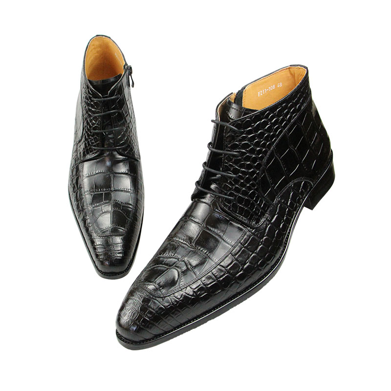 순수 소가죽 가죽 스킨 프린트 레이스업 앵클 부츠, 순 - Leatherworking Classic 리뷰 및 가격