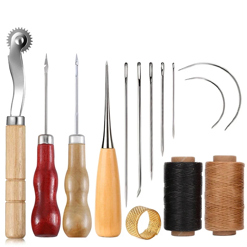 14PCS 가죽 공예 바느질 키트 왁스 스레드 나무 손 - Leatherwork Kit 리뷰 및 가격