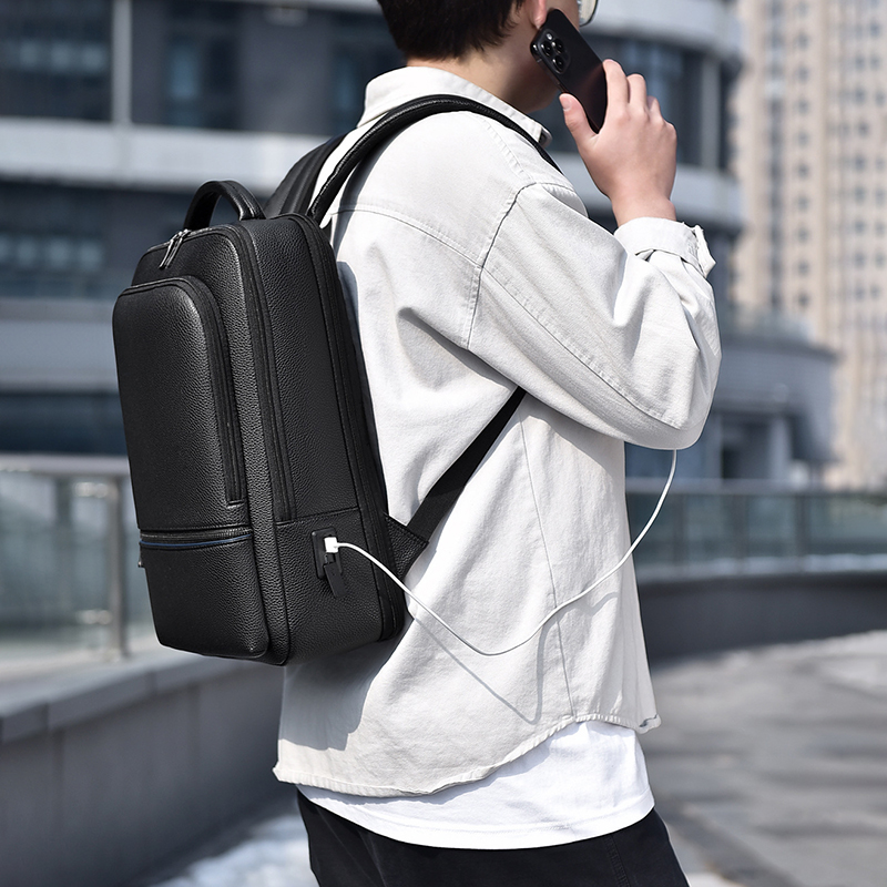 남성용 PU 가죽 배낭, USB 충전, 패션 이그제큐티 - Leather Work Laptop Bag 리뷰 및 가격