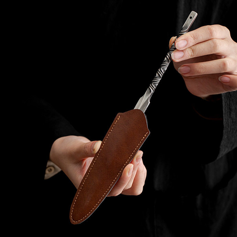 가죽 칼집이 있는 스테인리스 스틸 차 칼 - 푸얼차용  - Leatherwork Knives 리뷰 및 가격